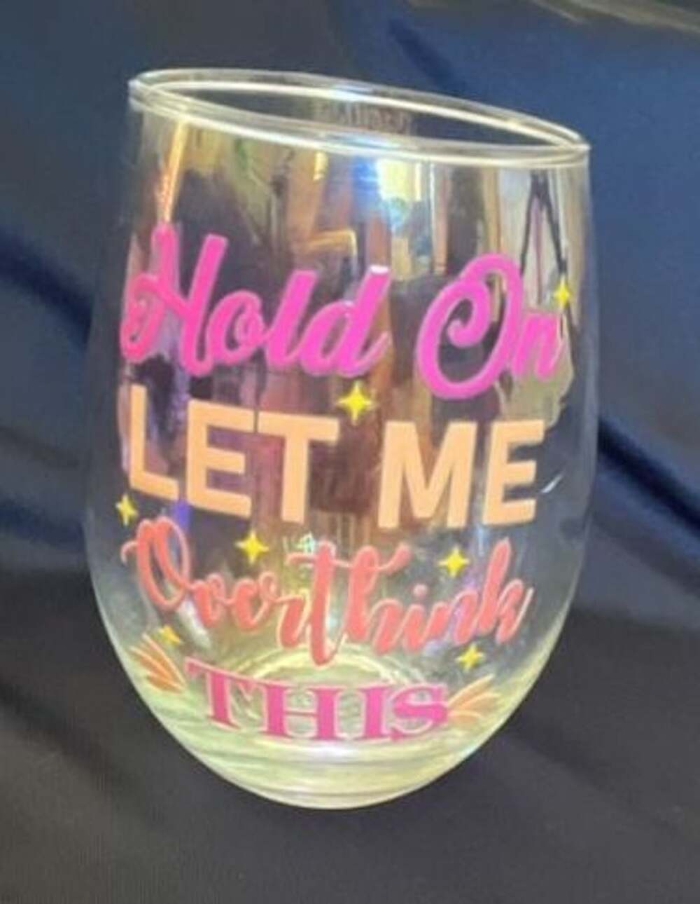 Hold On Let Me Overthink This Novelty Stemless Wine Glass Gift Box
